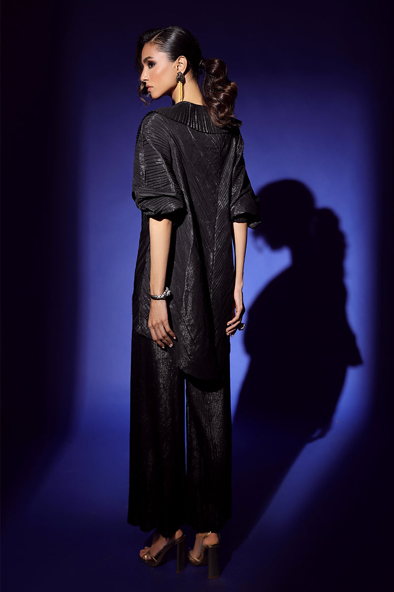 Wardha Saleem | Luxury Pret Fusion Wear | NOIR (3PC) XS Black Silk