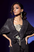 Wardha Saleem | Luxury Pret Fusion Wear | NOIR (3PC) M Black Silk