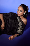 Wardha Saleem | Luxury Pret Fusion Wear | RAVEN DRAPE (1PC) XL Black Silk