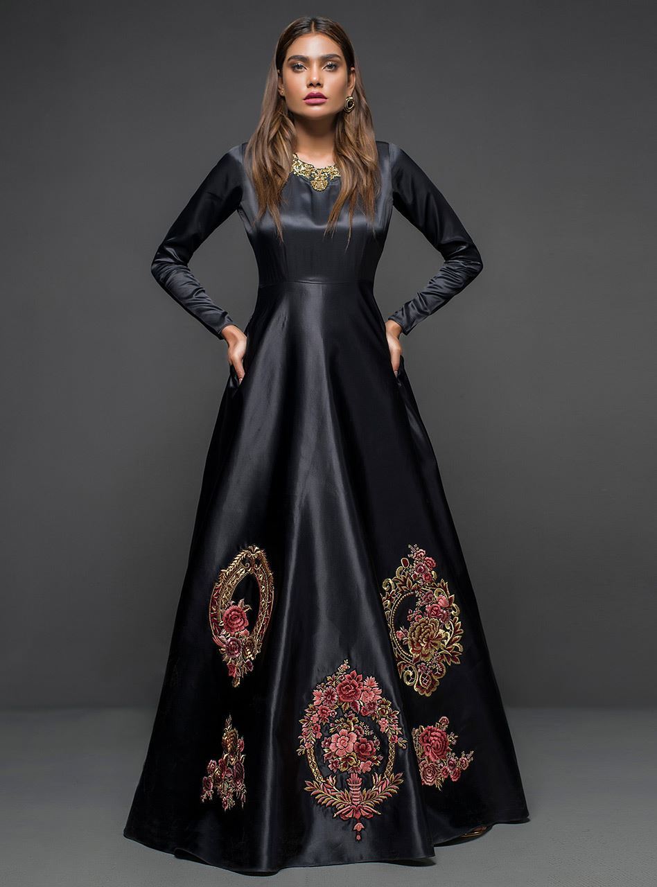 Zainab Chottani | Semi Formals | BLACK GOWN - D 04 - Pakistani Designer Dress - by Zainab Chottani | Type: Formal - 100% Original at Saira Sultan