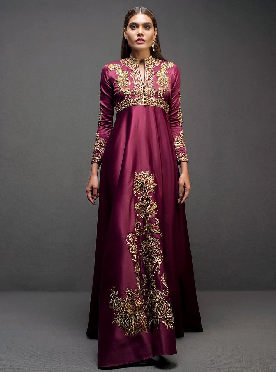 Zainab Chottani | Semi Formals | MAROON GOWN - Pakistani Designer Dress - by Zainab Chottani | Type: Ladies Clothes - 100% Original at Saira Sultan