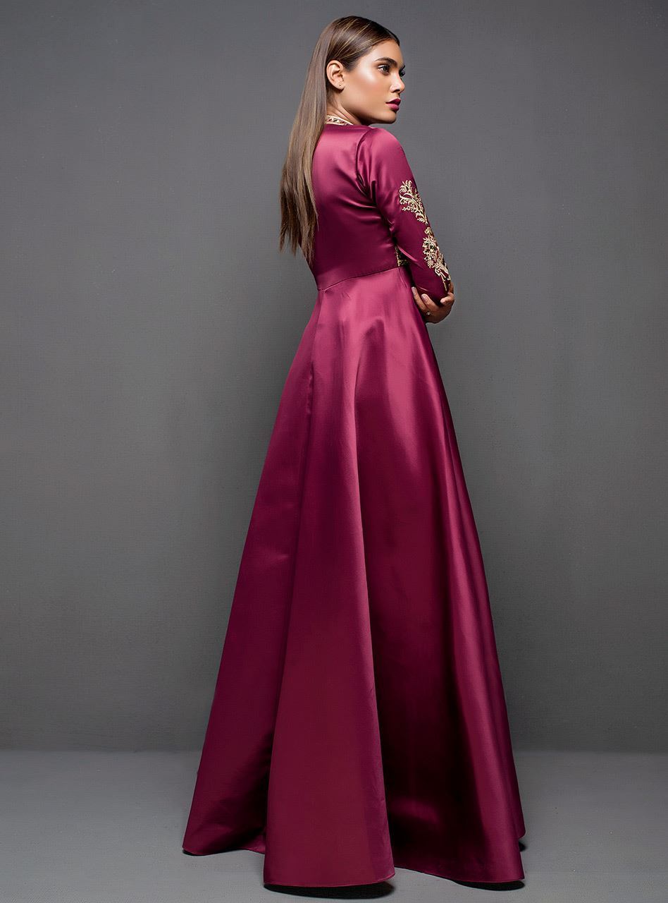 Zainab Chottani | Semi Formals | MAROON GOWN - Pakistani Designer Dress - by Zainab Chottani | Type: Ladies Clothes - 100% Original at Saira Sultan