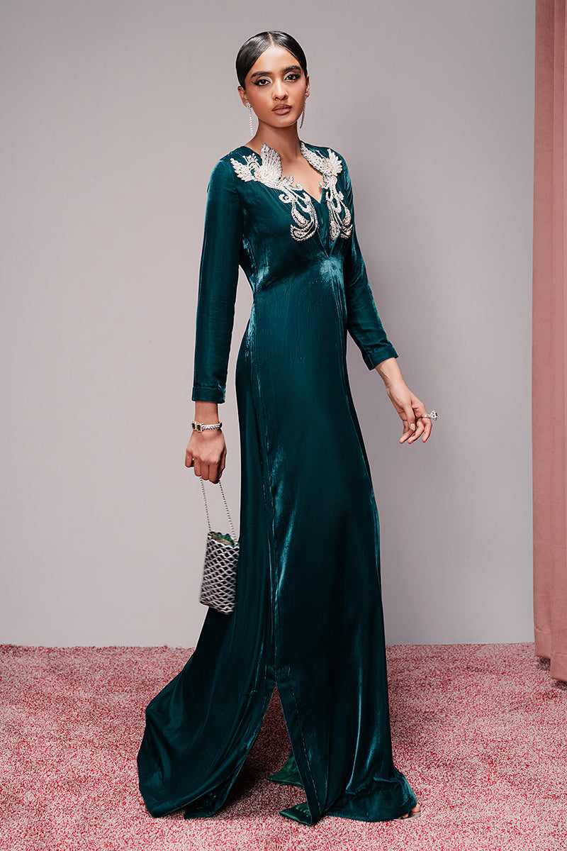 Haute Form | Rose Winter Plush | Emerald Escape XS Bottle Green Velvet