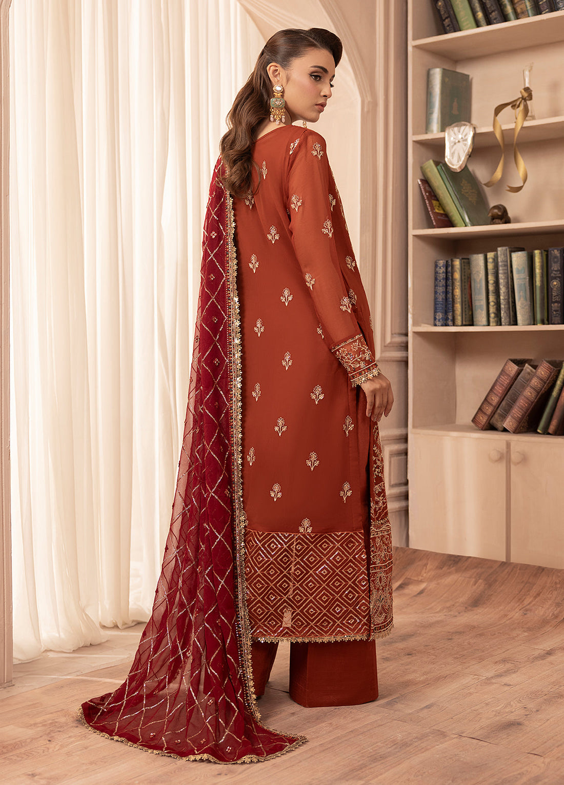 Sahane | Elyssa Festive Chiffon | CT-19007 Dune - ELYSSA XS Rust Chiffon