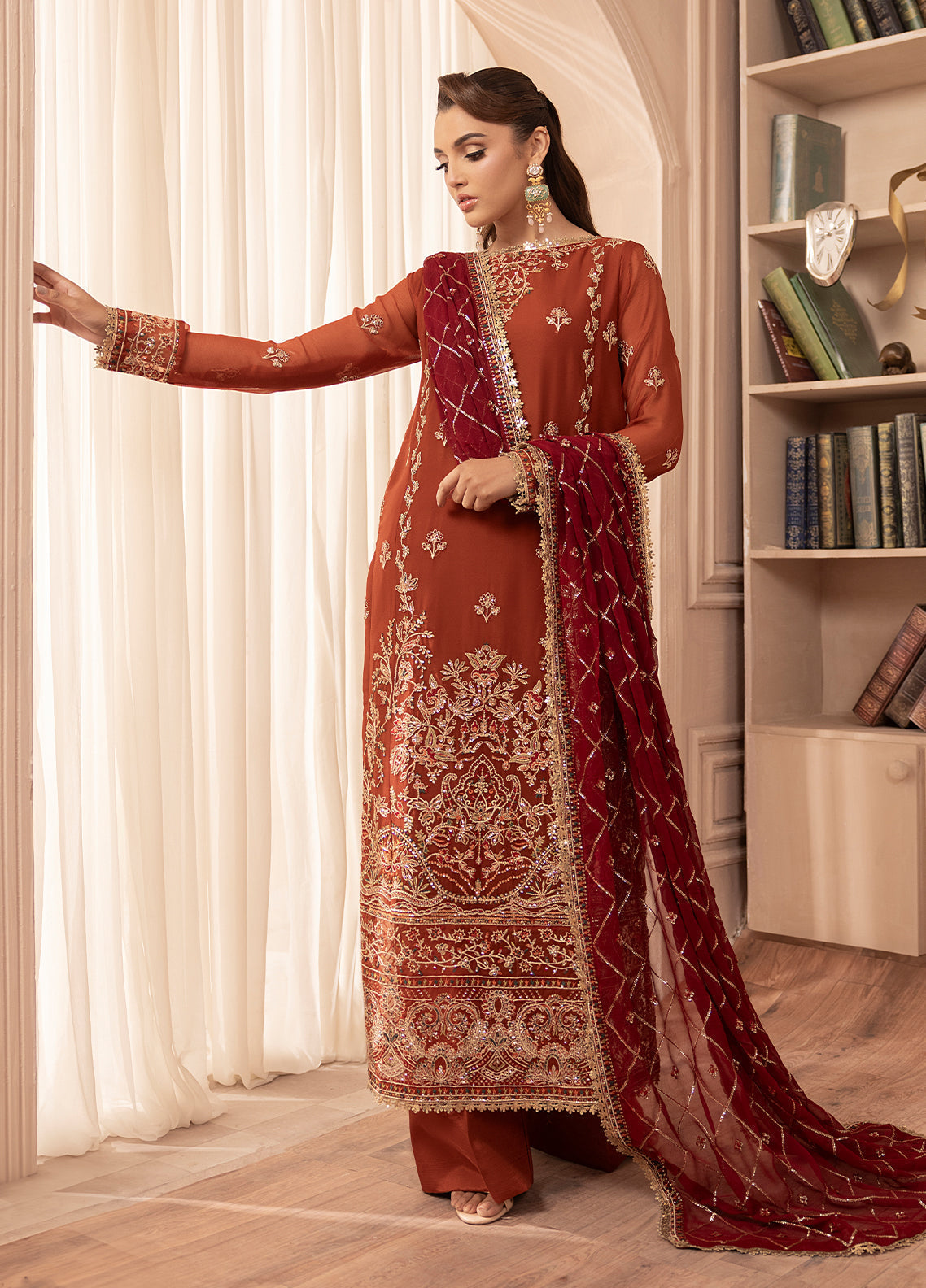 Sahane | Elyssa Festive Chiffon | CT-19007 Dune - ELYSSA L Rust Chiffon