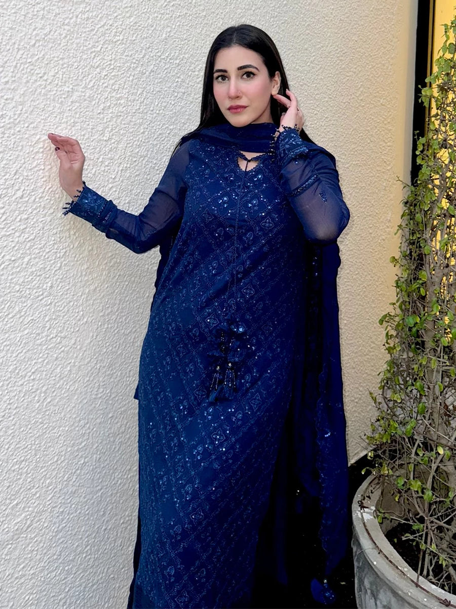 Salitex | Signature Festive Chiffon | SUNS7CH042UT M Dark Blue Chiffon