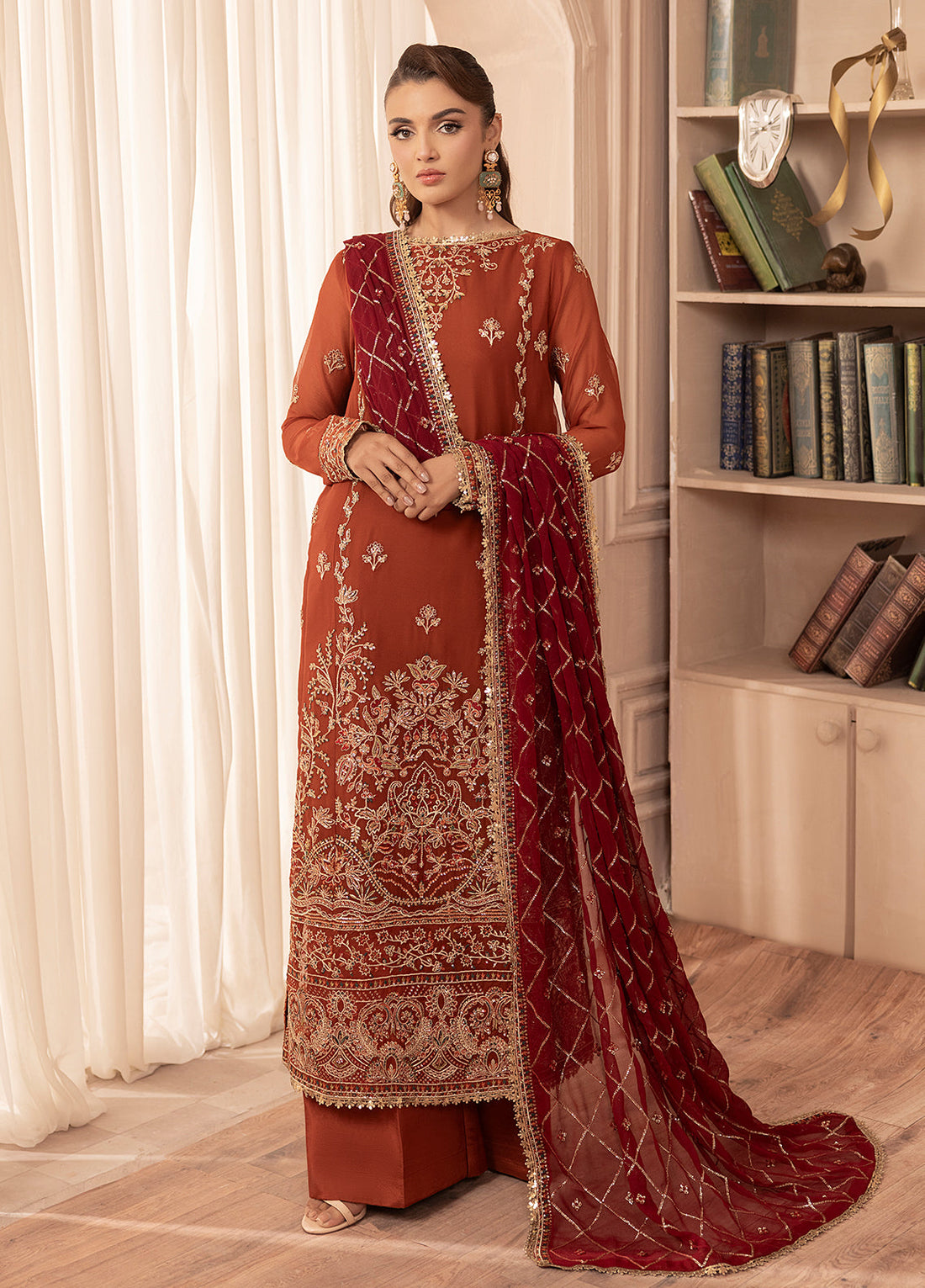 Sahane | Elyssa Festive Chiffon | CT-19007 Dune - ELYSSA XS Rust Chiffon