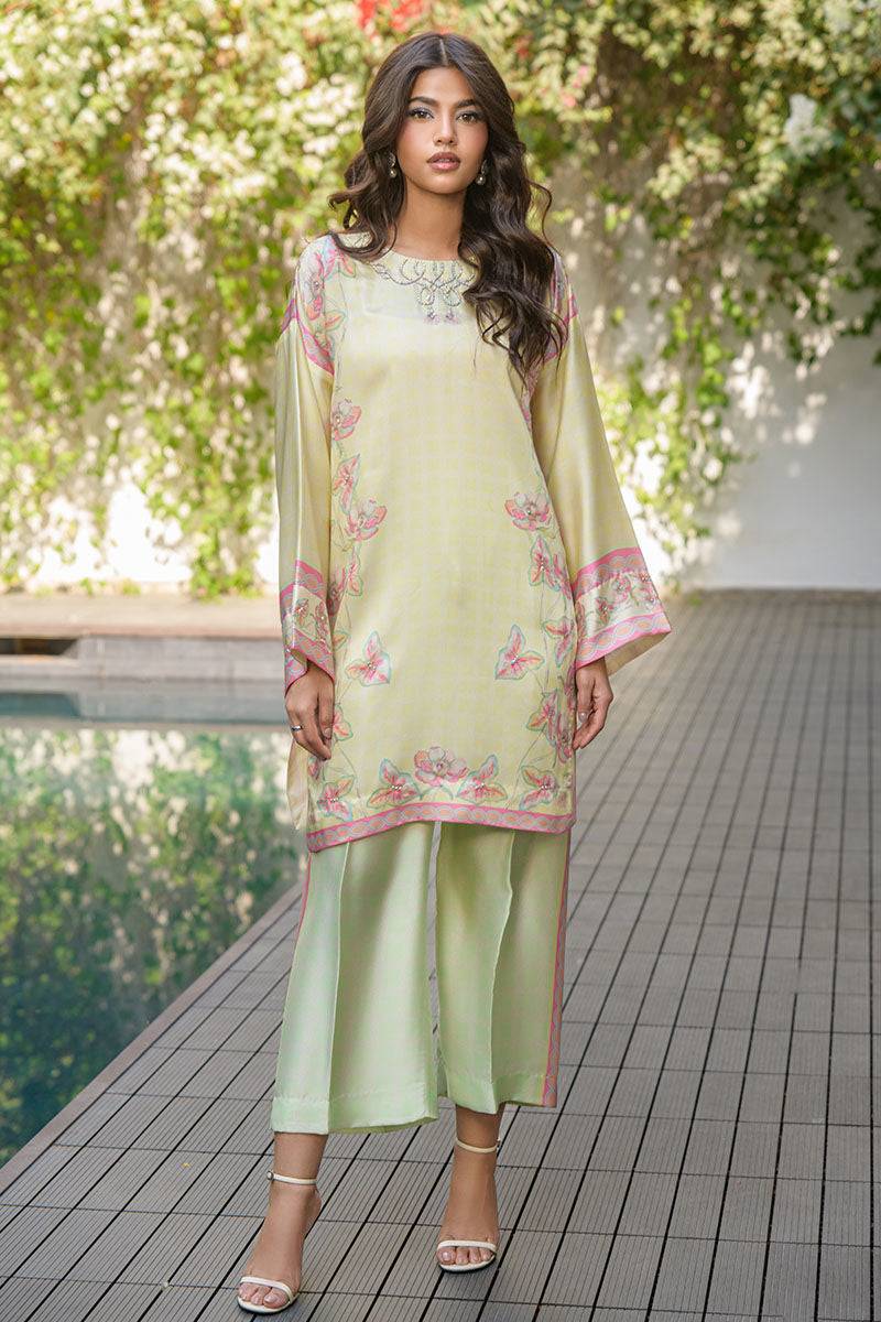 Fatima Khan | Eid Digital Silk Prints | Blossoms - Pakistani Designer Dress - by Fatima Khan | Type: Ladies Clothes - 100% Original at Saira Sultan