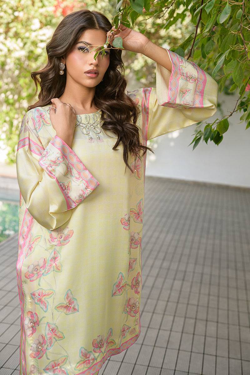 Fatima Khan | Eid Digital Silk Prints | Blossoms - Pakistani Designer Dress - by Fatima Khan | Type: Ladies Clothes - 100% Original at Saira Sultan