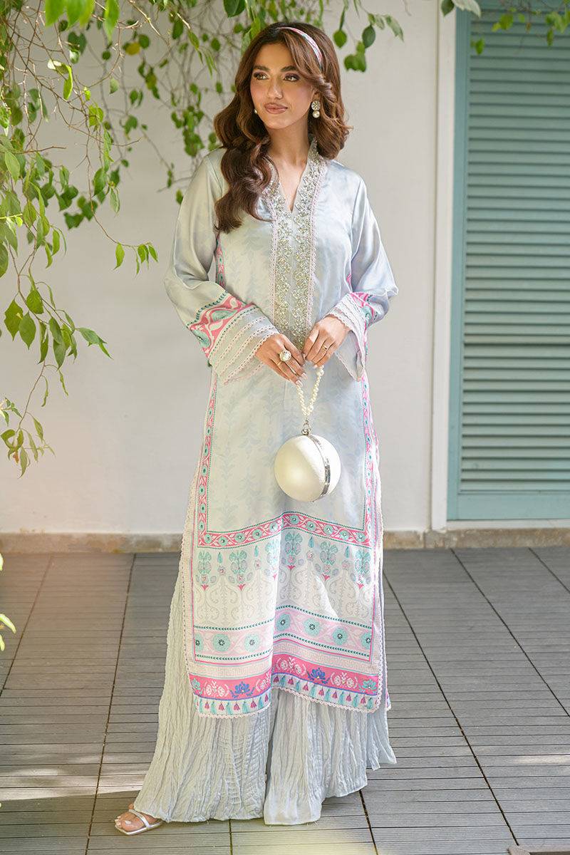 Fatima Khan | Eid Digital Silk Prints | Mod Sky - Pakistani Designer Dress - by Fatima Khan | Type: Ladies Clothes - 100% Original at Saira Sultan