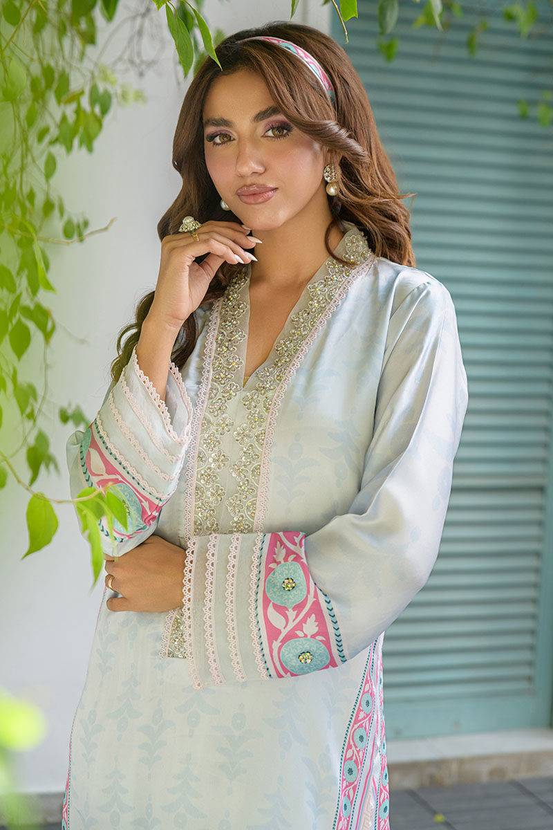 Fatima Khan | Eid Digital Silk Prints | Mod Sky - Pakistani Designer Dress - by Fatima Khan | Type: Ladies Clothes - 100% Original at Saira Sultan
