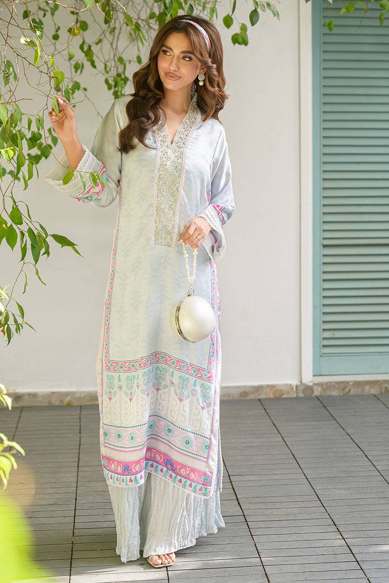 Fatima Khan | Eid Digital Silk Prints | Mod Sky - Pakistani Designer Dress - by Fatima Khan | Type: Ladies Clothes - 100% Original at Saira Sultan