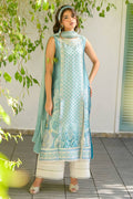 Fatima Khan | Eid Digital Silk Prints |   Teal Tropics - Pakistani Designer Dress - by Fatima Khan | Type: Ladies Clothes - 100% Original at Saira Sultan