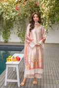 Fatima Khan | Eid Digital Silk Prints |   Oriental Peach - Pakistani Designer Dress - by Fatima Khan | Type: Ladies Clothes - 100% Original at Saira Sultan