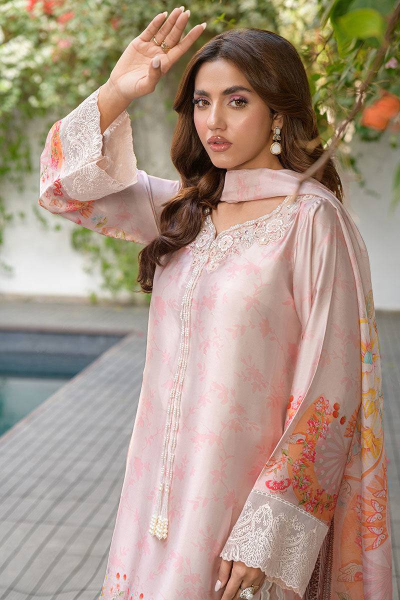 Fatima Khan | Eid Digital Silk Prints |   Oriental Peach - Pakistani Designer Dress - by Fatima Khan | Type: Ladies Clothes - 100% Original at Saira Sultan