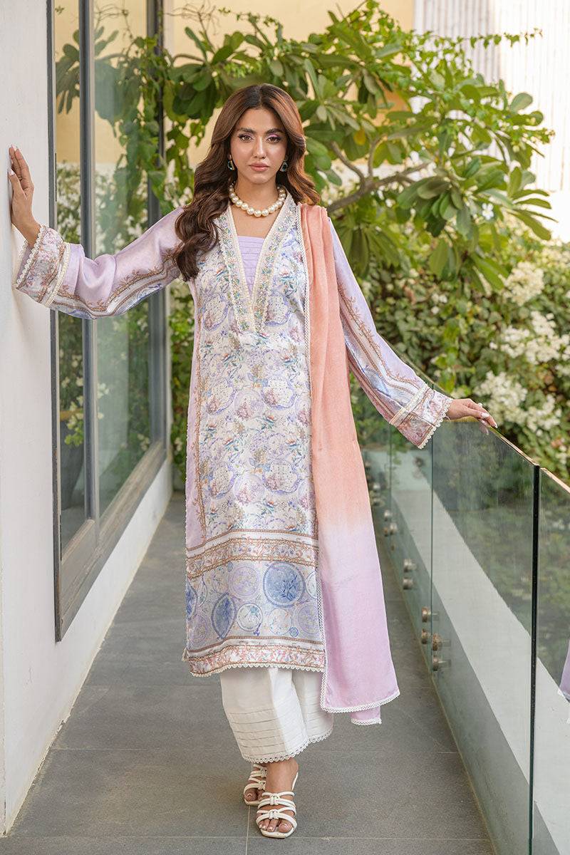 Fatima Khan | Eid Digital Silk Prints |   Aqua Coral - Pakistani Designer Dress - by Fatima Khan | Type: Ladies Clothes - 100% Original at Saira Sultan
