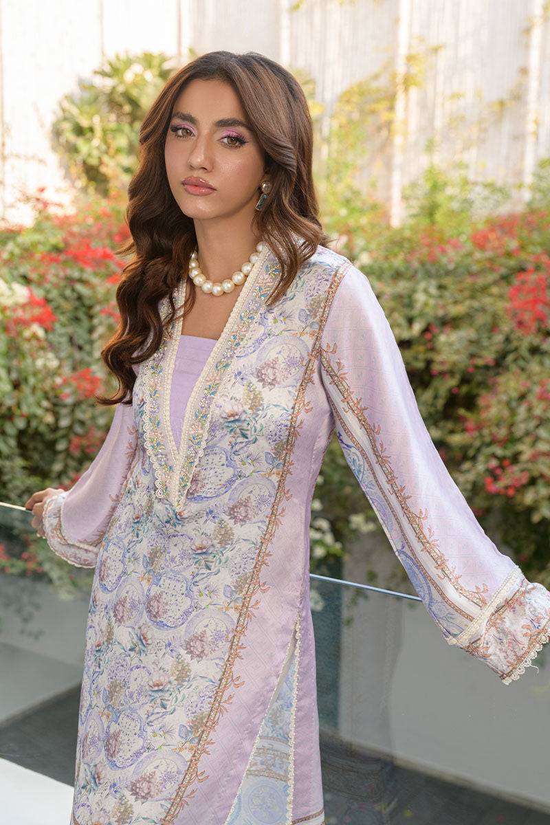 Fatima Khan | Eid Digital Silk Prints |   Aqua Coral - Pakistani Designer Dress - by Fatima Khan | Type: Ladies Clothes - 100% Original at Saira Sultan