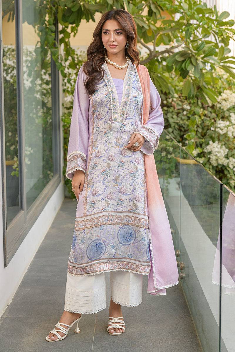 Fatima Khan | Eid Digital Silk Prints |   Aqua Coral - Pakistani Designer Dress - by Fatima Khan | Type: Ladies Clothes - 100% Original at Saira Sultan