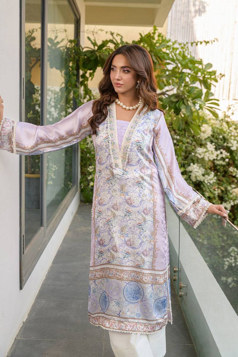 Fatima Khan | Eid Digital Silk Prints |   Aqua Coral - Pakistani Designer Dress - by Fatima Khan | Type: Ladies Clothes - 100% Original at Saira Sultan