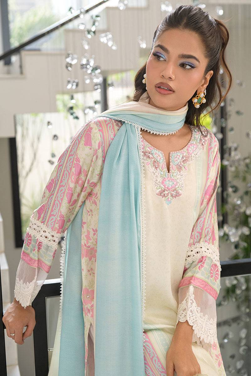 Fatima Khan | Eid Digital Silk Prints |   Sage Orchid - Pakistani Designer Dress - by Fatima Khan | Type: Ladies Clothes - 100% Original at Saira Sultan