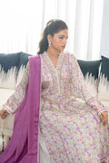 Fatima Khan | Eid Digital Silk Prints | Lavender Ivory - Pakistani Designer Dress - by Fatima Khan | Type: Ladies Clothes - 100% Original at Saira Sultan