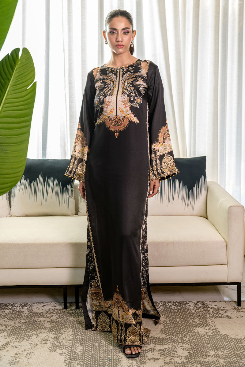 Fatima Khan | Eid Digital Silk Prints | Black Opal XS Black Silk