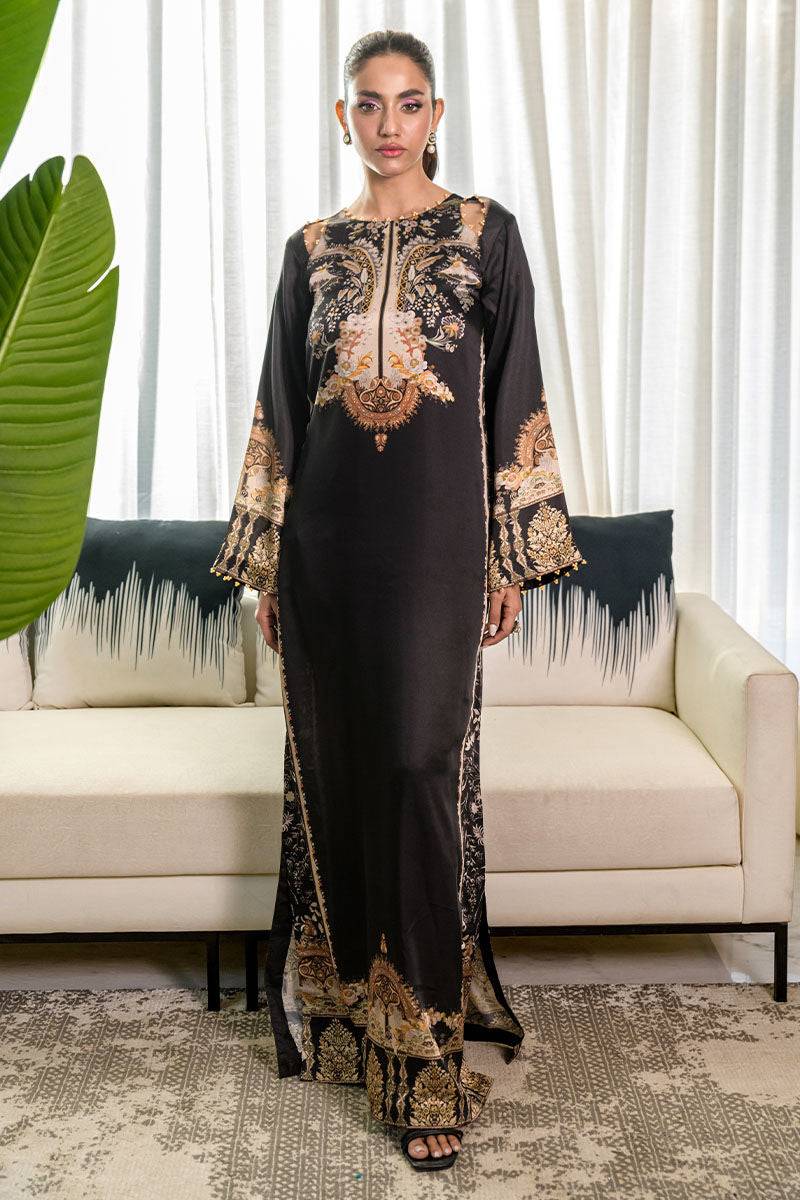 Fatima Khan | Eid Digital Silk Prints |   Black Opal - Pakistani Designer Dress - by Fatima Khan | Type: Ladies Clothes - 100% Original at Saira Sultan