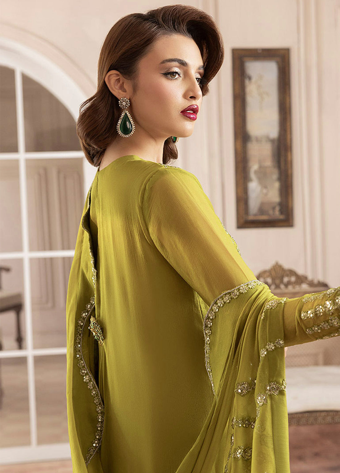 Sahane | Elyssa Festive Chiffon | CT-19001 Eve - ELYSSA XS Olive Green Chiffon