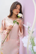 Fatima Khan | Eid Digital Silk Prints | Peach Blossoms - Pakistani Designer Dress - by Fatima Khan | Type: Ladies Clothes - 100% Original at Saira Sultan