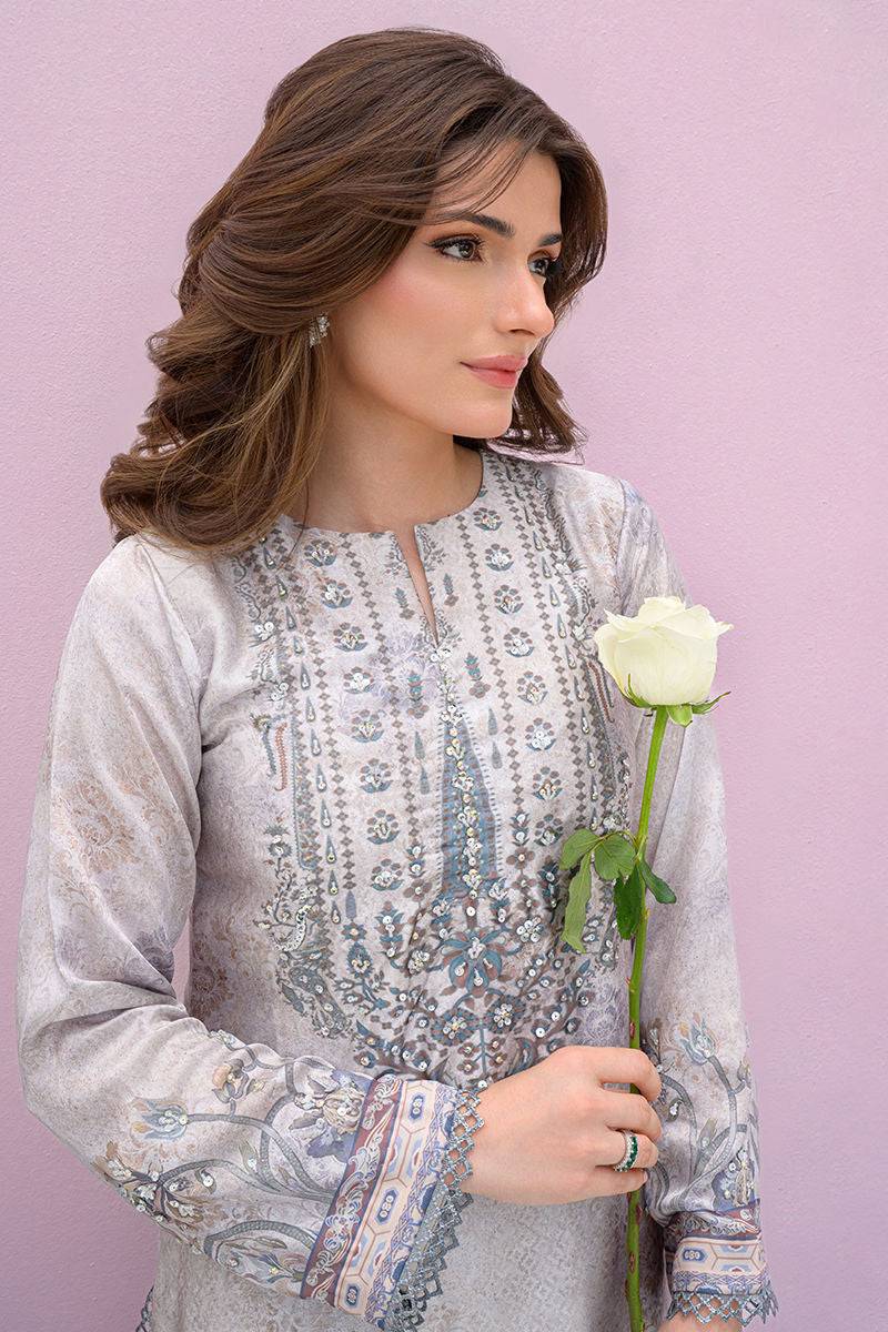Fatima Khan | Eid Digital Silk Prints |   Moonlit Grace - Pakistani Designer Dress - by Fatima Khan | Type: Ladies Clothes - 100% Original at Saira Sultan