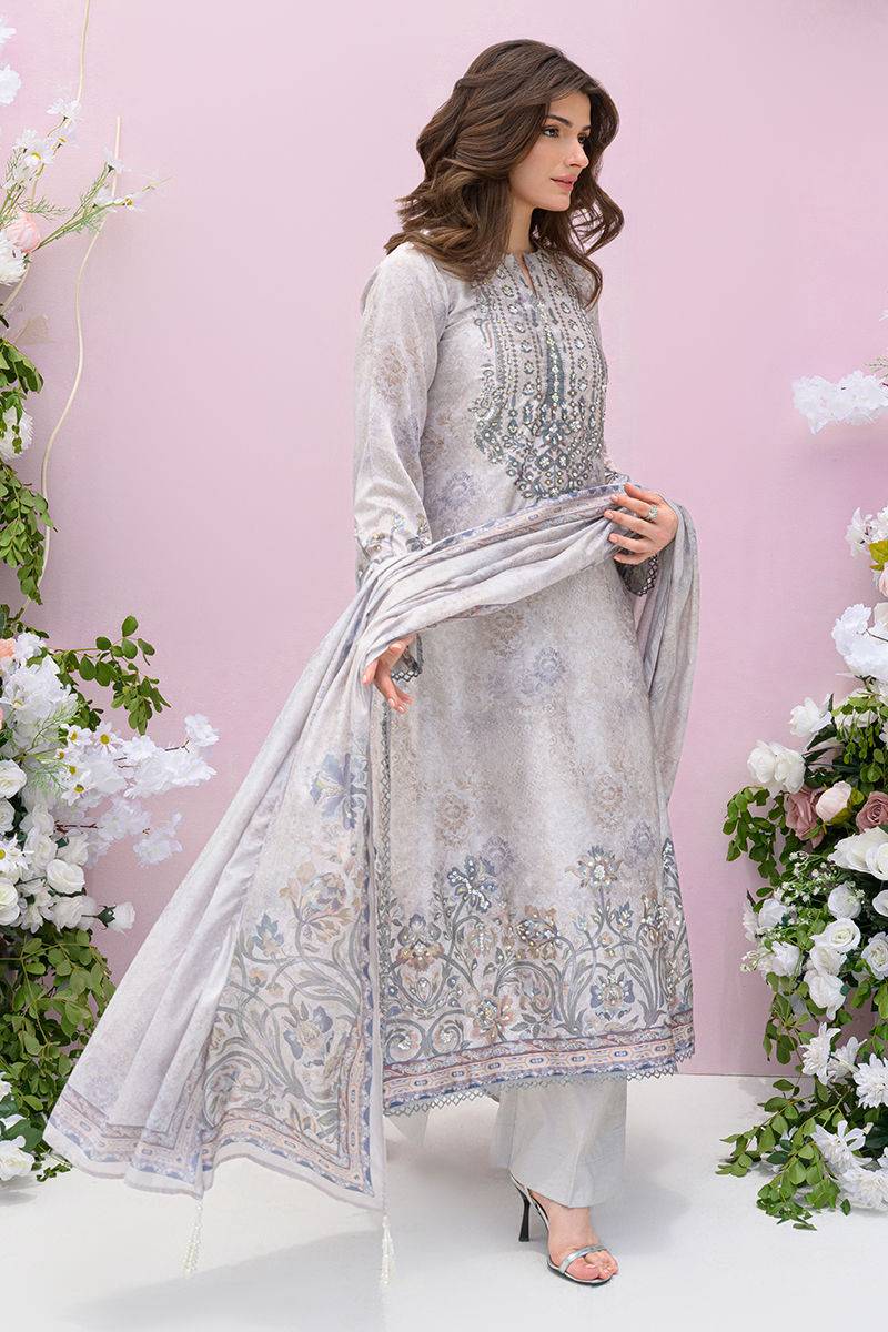 Fatima Khan | Eid Digital Silk Prints |   Moonlit Grace - Pakistani Designer Dress - by Fatima Khan | Type: Ladies Clothes - 100% Original at Saira Sultan