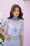 Fatima Khan | Eid Digital Silk Prints | Azure Blue M Persion Blue Silk