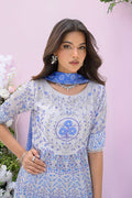 Fatima Khan | Eid Digital Silk Prints | Azure Blue - Pakistani Designer Dress - by Fatima Khan | Type: Ladies Clothes - 100% Original at Saira Sultan