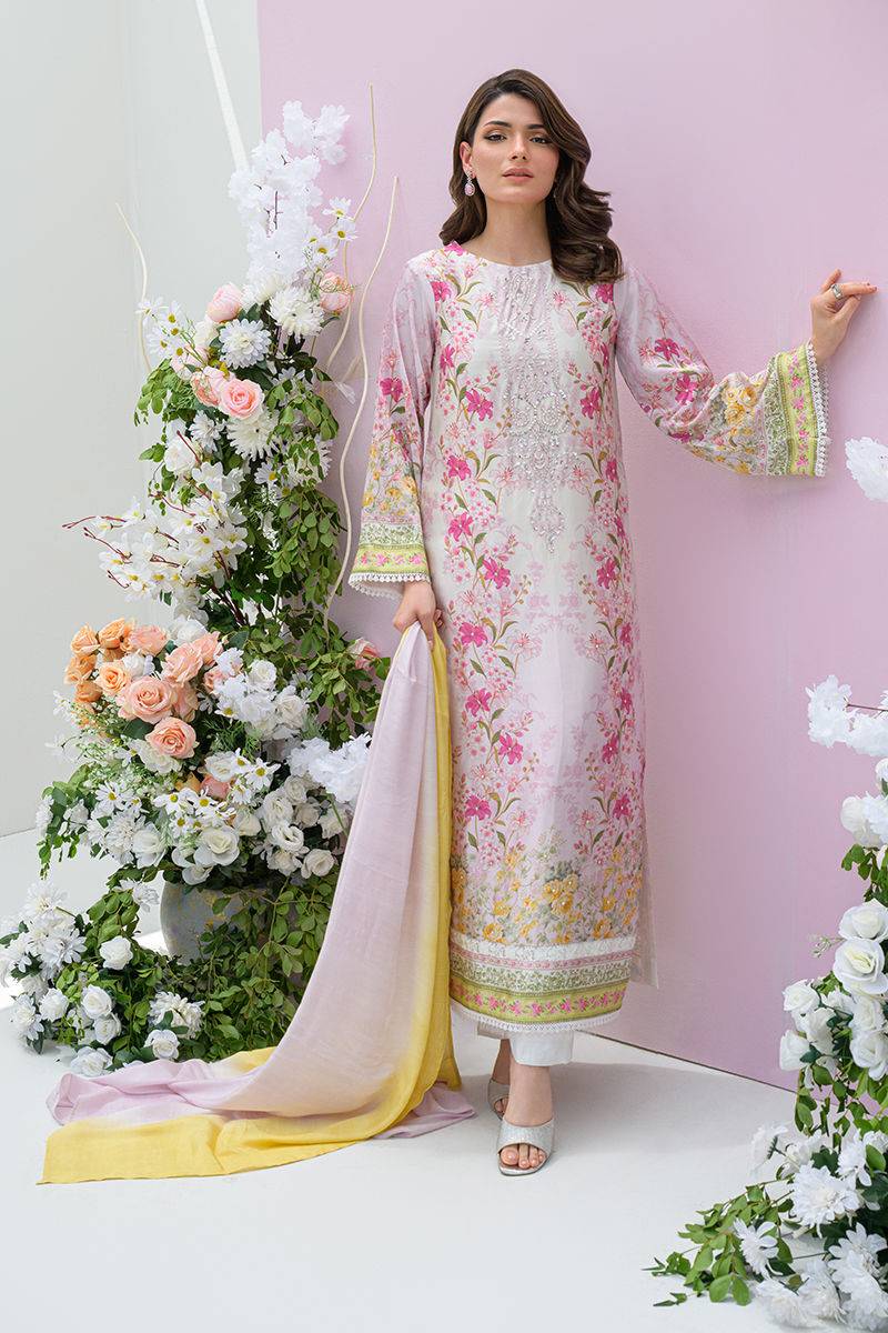 Fatima Khan | Eid Digital Silk Prints | Rose Reverie - Pakistani Designer Dress - by Fatima Khan | Type: Ladies Clothes - 100% Original at Saira Sultan