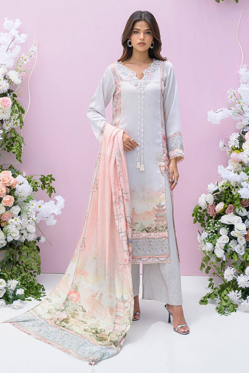Fatima Khan | Eid Digital Silk Prints | Oriental Haze - Pakistani Designer Dress - by Fatima Khan | Type: Ladies Clothes - 100% Original at Saira Sultan