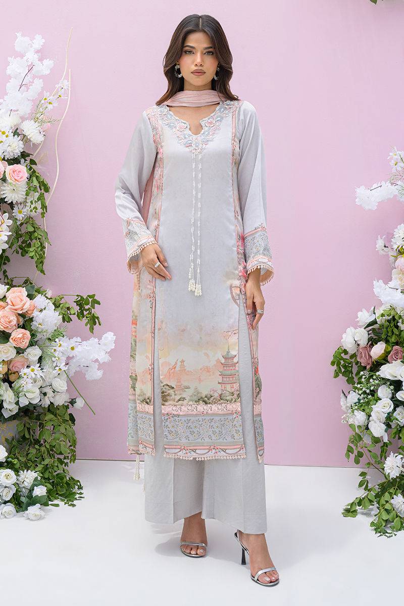 Fatima Khan | Eid Digital Silk Prints | Oriental Haze - Pakistani Designer Dress - by Fatima Khan | Type: Ladies Clothes - 100% Original at Saira Sultan