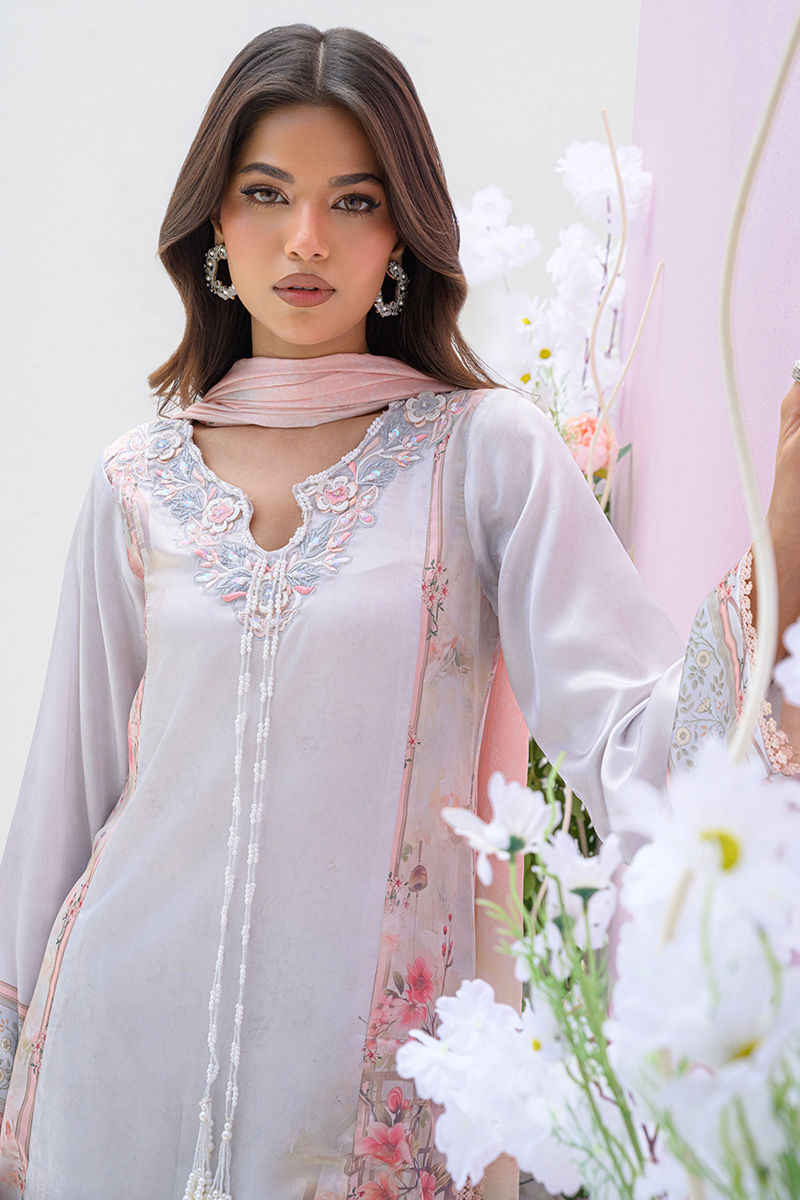 Fatima Khan | Eid Digital Silk Prints | Oriental Haze L Gray Silk