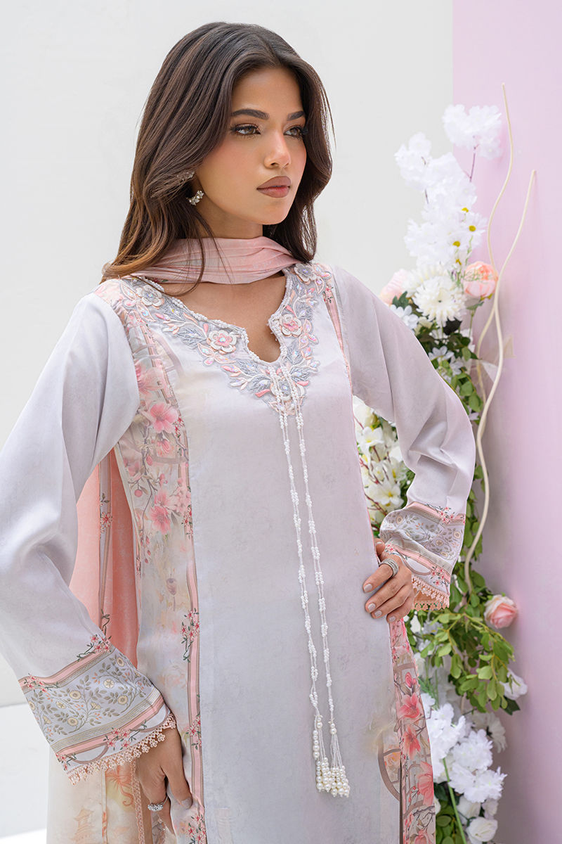 Fatima Khan | Eid Digital Silk Prints | Oriental Haze M Gray Silk