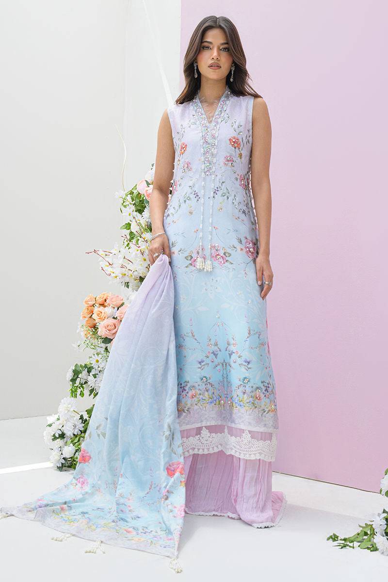 Fatima Khan | Eid Digital Silk Prints | Skye - Pakistani Designer Dress - by Fatima Khan | Type: Ladies Clothes - 100% Original at Saira Sultan