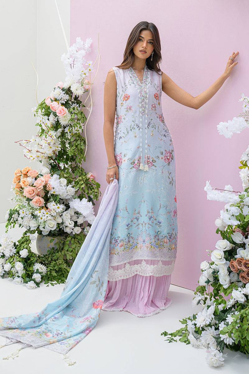 Fatima Khan | Eid Digital Silk Prints | Skye - Pakistani Designer Dress - by Fatima Khan | Type: Ladies Clothes - 100% Original at Saira Sultan