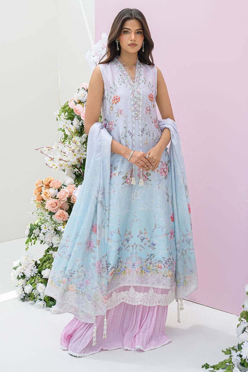 Fatima Khan | Eid Digital Silk Prints | Skye - Pakistani Designer Dress - by Fatima Khan | Type: Ladies Clothes - 100% Original at Saira Sultan