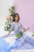 Fatima Khan | Eid Digital Silk Prints | Azure Blue - Pakistani Designer Dress - by Fatima Khan | Type: Ladies Clothes - 100% Original at Saira Sultan