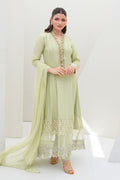 Fatima Khan | Serene Eid Luxe Pret | Honeydew Hue XL Tea Green Khaddi Net