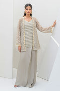 Fatima Khan | Serene Eid Luxe Pret | Majesty XL Light Gray Organza