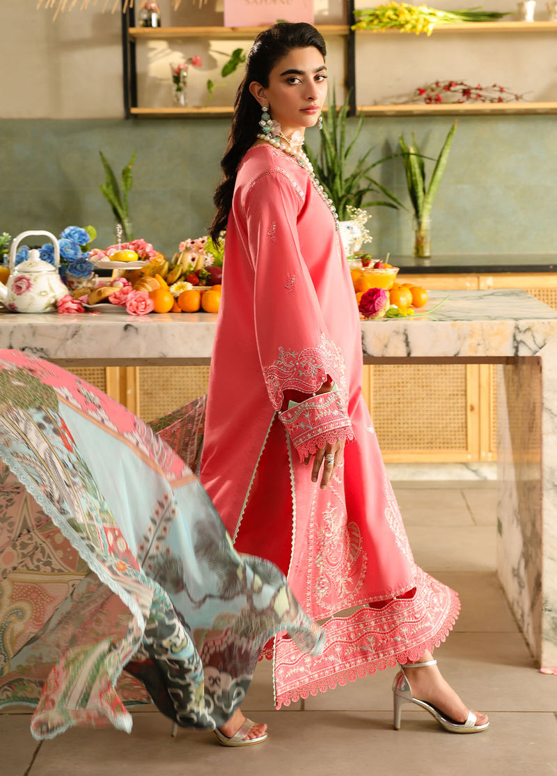 Sahane | In Laws in Lawn Eid Edit | CT-21006 Rosetta XS Ash Pink Lawn