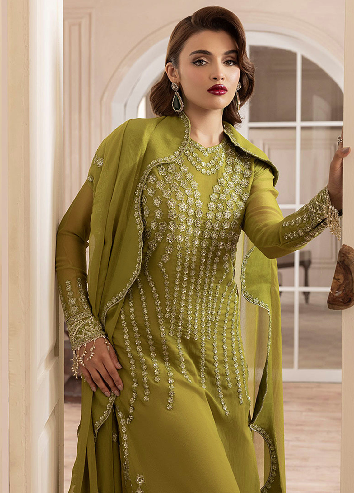 Sahane | Elyssa Festive Chiffon | CT-19001 Eve - ELYSSA L Olive Green Chiffon