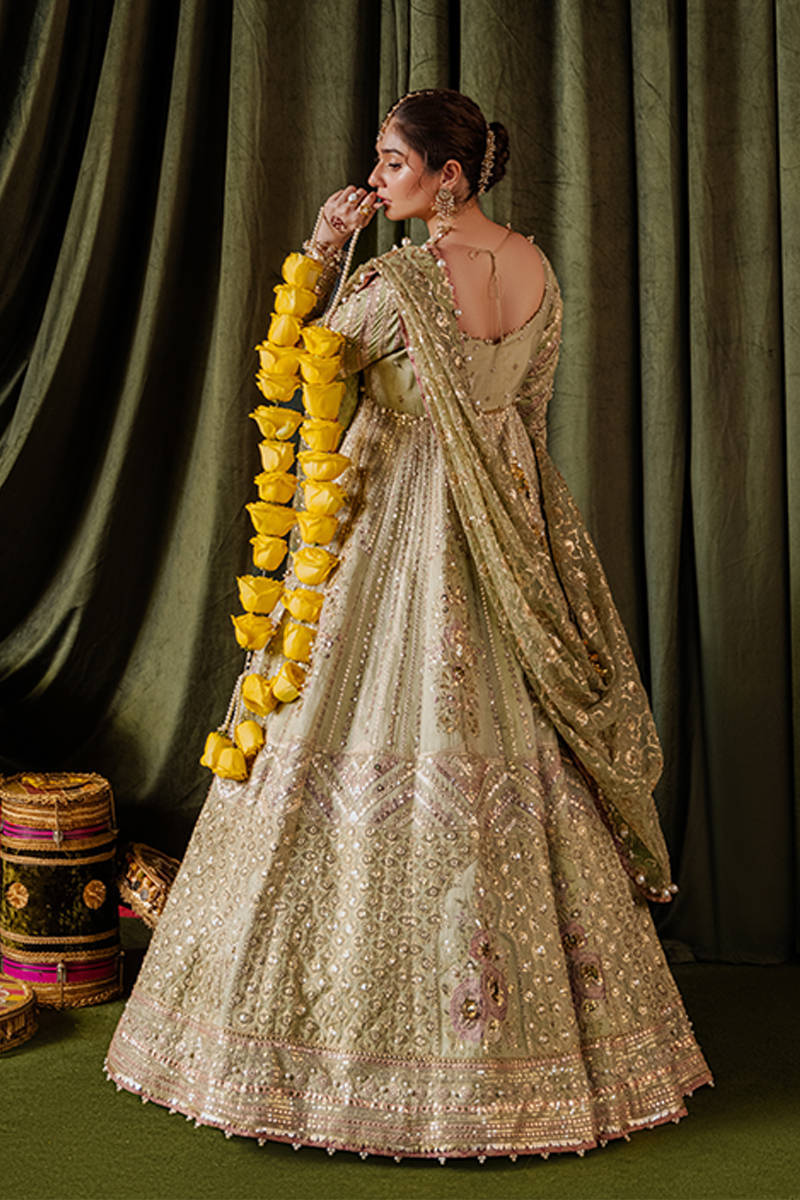 MNR | Zarlish Festive Formals | Mastani XS Pistachio Green Indian Silk