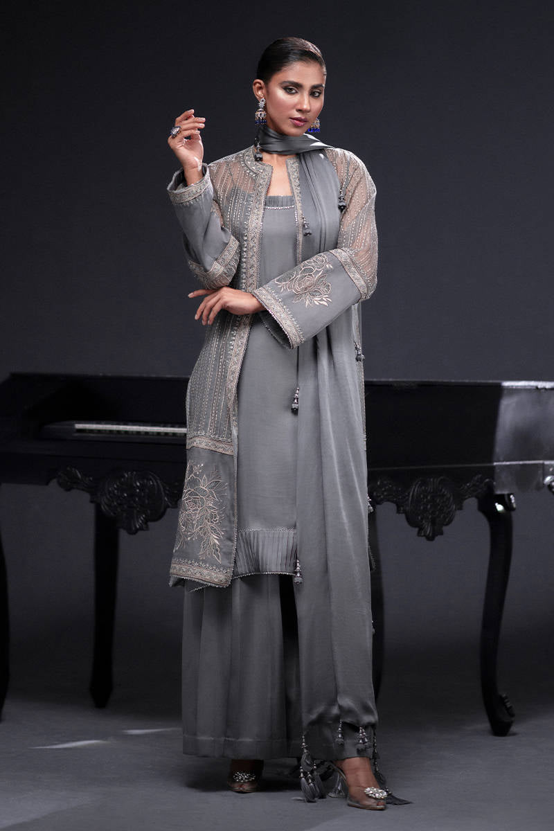 MNR | Chai Coffee Luxury Pret | Grey Eminance L Gray Organza