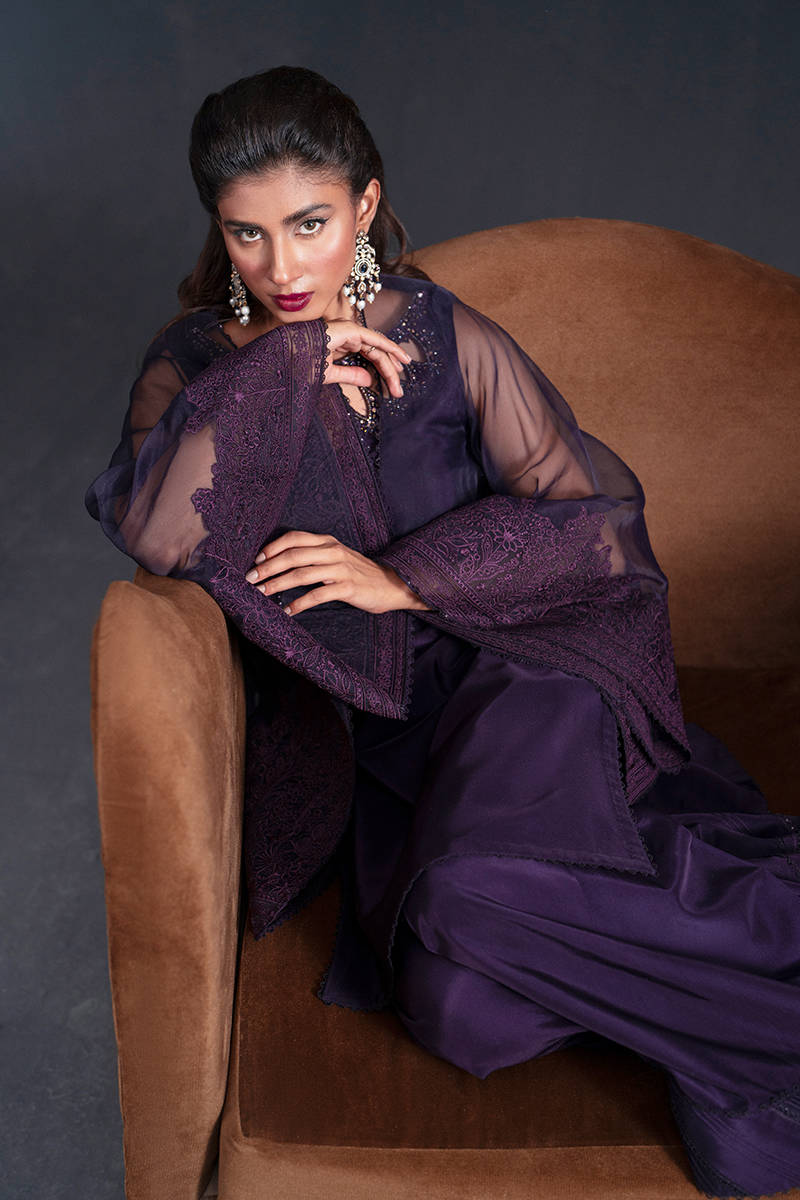 MNR | Chai Coffee Luxury Pret | Lavender Dreams M Deep Purple Organza
