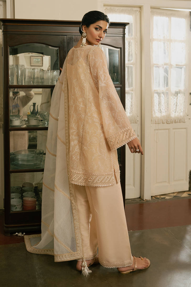 MNR | Ashiyana Festive Eid Collection 25 | Ayzal XS Pale Peach Cotton Net